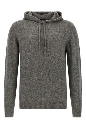 Grey virgin wool and camel hooded sweater ROBERTO COLLINA | 253M40007M4018